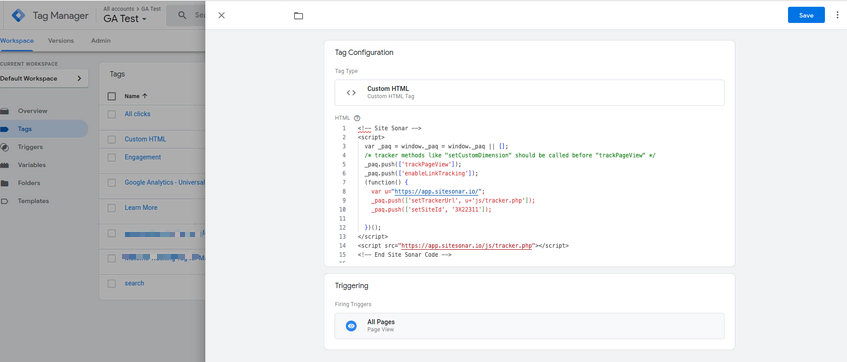 Site Sonar to Google Tag Manager